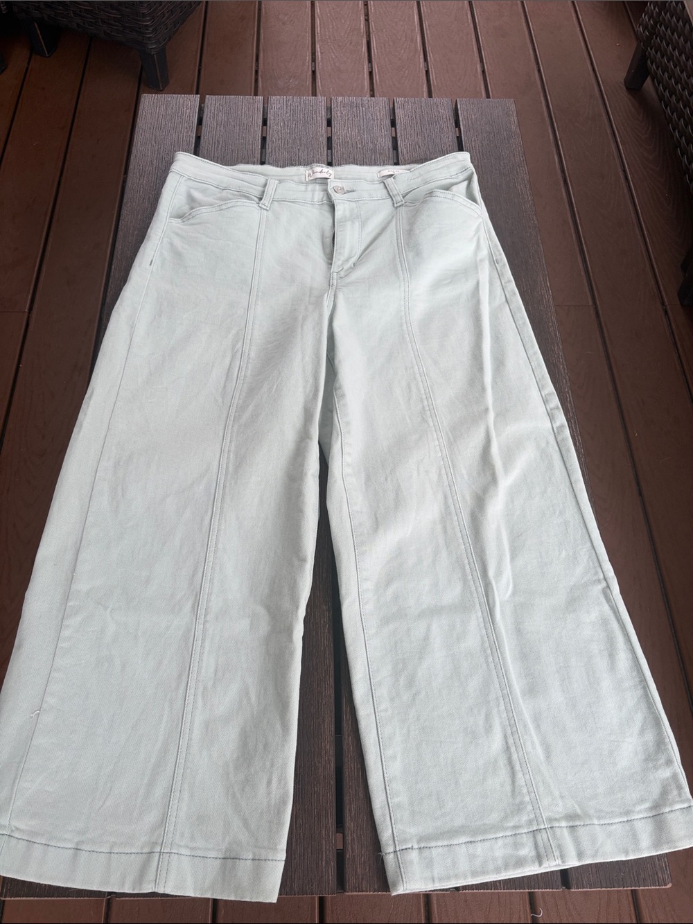 Wonderly Mint Green Wide-Leg Jeans